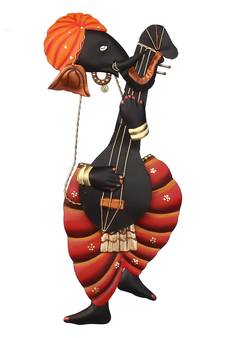 Lord Ganesha playing Sitar Wall Hanging