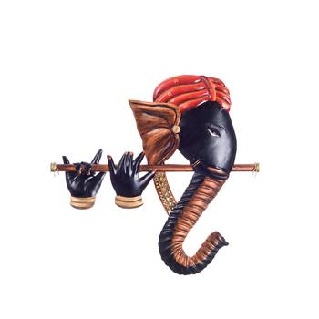 Wrought Iron Bansuri Ganesha Wall Hanging 2