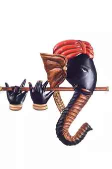 Wrought Iron Bansuri Ganesha Wall Hanging