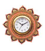 Analog Wall Clock        (Orange & Gold, With Glass)