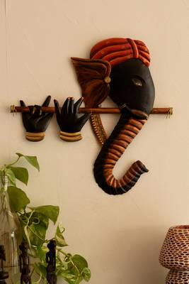 Wrought Iron Bansuri Ganesha Wall Hanging 3