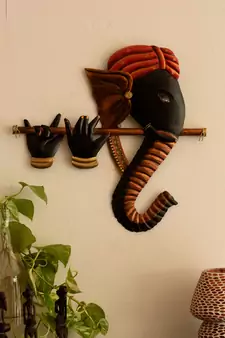 Wrought Iron Bansuri Ganesha Wall Hanging