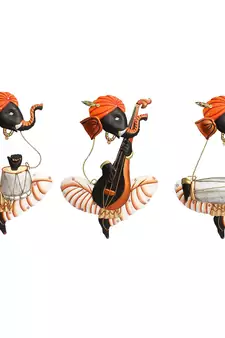 Set Of 3 Musician Lord Ganesha Wall Hangings