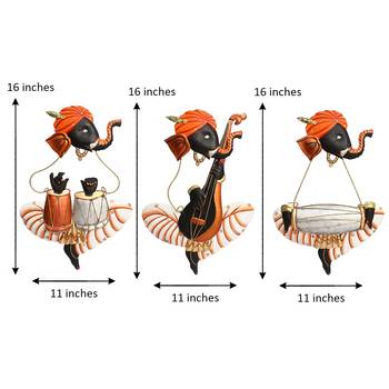 Set Of 3 Musician Lord Ganesha Wall Hangings 4