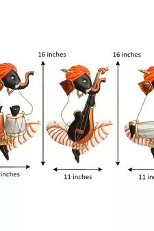 Set Of 3 Musician Lord Ganesha Wall Hangings