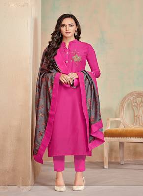 Rani-Pink Fancy Cotton Salwar 1