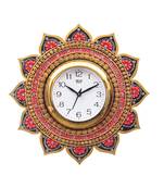 Analog Wall Clock        (Orange & Gold, With Glass)