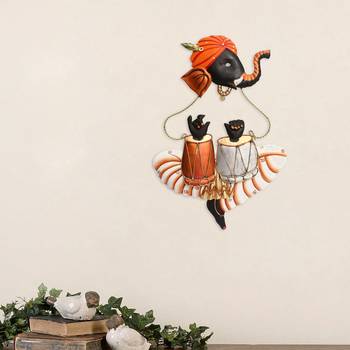 Musician Ganesha Playing Tabla Wall Hanging 1