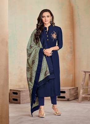Navy-Blue Fancy Cotton Salwar 1