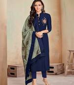 Navy-Blue Fancy Cotton Salwar