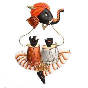 Musician Ganesha Playing Tabla Wall Hanging 3
