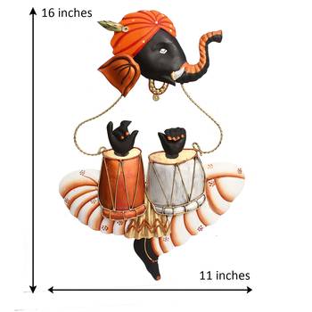 Musician Ganesha Playing Tabla Wall Hanging 4