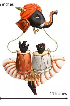 Musician Ganesha Playing Tabla Wall Hanging
