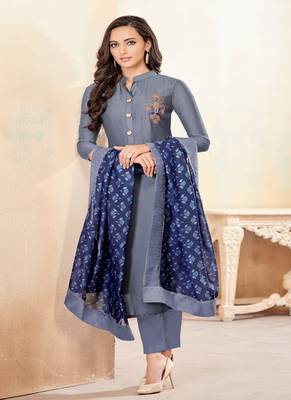 Grey Fancy Cotton Salwar 1