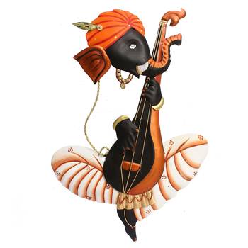 Musician Ganesha Playing Veena Wall Hanging 3