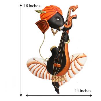 Musician Ganesha Playing Veena Wall Hanging 4