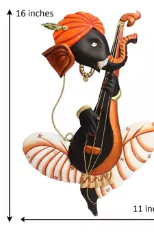Musician Ganesha Playing Veena Wall Hanging