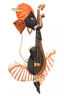 Musician Ganesha Playing Veena Wall Hanging