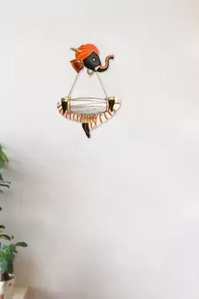 Musician Ganesha Playing Dholak Wall Hanging