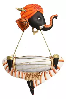 Musician Ganesha Playing Dholak Wall Hanging