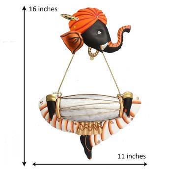 Musician Ganesha Playing Dholak Wall Hanging 4