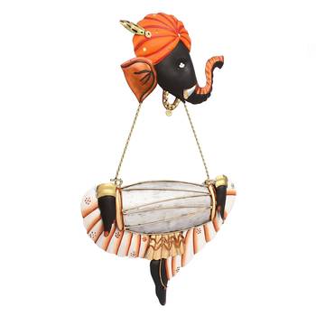Musician Ganesha Playing Dholak Wall Hanging 5