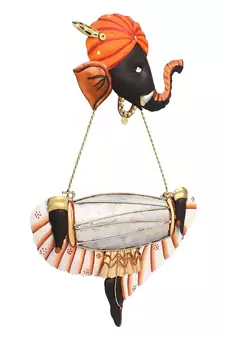 Musician Ganesha Playing Dholak Wall Hanging