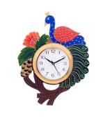 Handcrafted Papier-Mache 2 Peococks Decorative Wall Clock