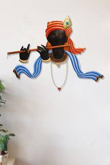 Iron Lord Krishna Playing Flute/Bansuri Wall Hanging