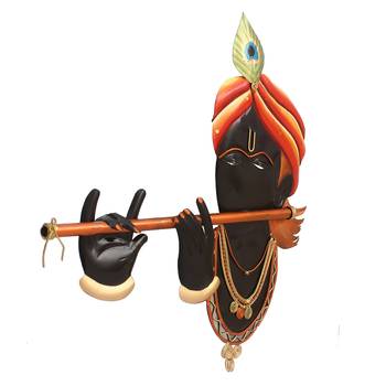 Iron Lord Krishna Playing Flute/Bansuri Wall Hanging 3