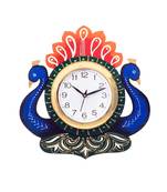 Handcrafted Papier-Mache 2 Peococks Decorative Wall Clock