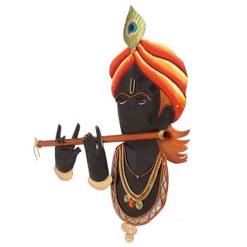 Iron Lord Krishna Playing Flute/Bansuri Wall Hanging 4