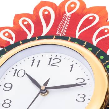 Handcrafted Papier-Mache 2 Peococks Decorative Wall Clock 4