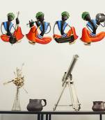Set Of 4 Tribal Man Playing Different Musical Instruments Wall Hanging