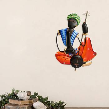 Musician Tribal Man Playing Veena Wall Hanging 1