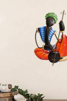 Musician Tribal Man Playing Veena Wall Hanging