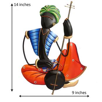 Musician Tribal Man Playing Veena Wall Hanging 4