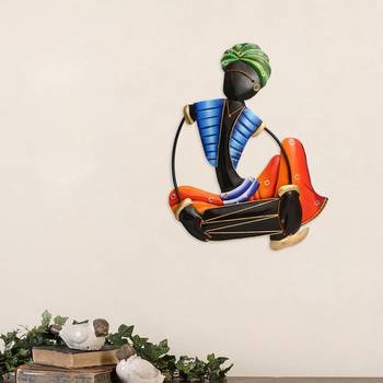 Musician Tribal Man Playing Dholak Wall Hanging 1