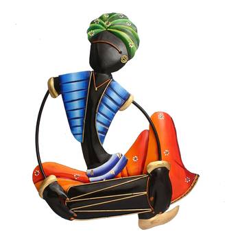 Musician Tribal Man Playing Dholak Wall Hanging 3