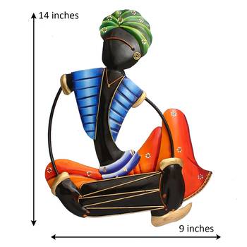 Musician Tribal Man Playing Dholak Wall Hanging 4