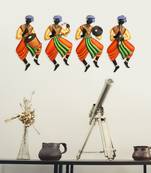 Set Of 4 Tribal Man Playing Different Musical Instruments Wall Hanging