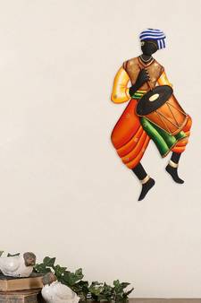 Musician Tribal Man Iron Wall Hanging