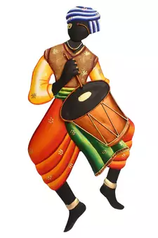 Musician Tribal Man Iron Wall Hanging