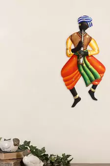 Musician Tribal Man Iron Wall Hanging
