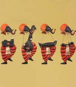 Set Of 4 Musician Lord Ganesha Iron Wall Hanging