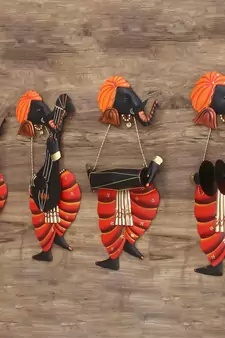 Set Of 4 Musician Lord Ganesha Iron Wall Hanging