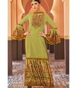 green hand_woven georgette unstitched salwar with dupatta