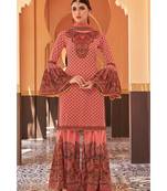 peach hand_woven georgette unstitched salwar with dupatta