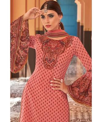 peach hand_woven georgette unstitched salwar with dupatta 2