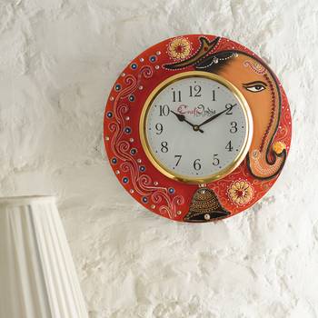 Analog Wall Clock        (Red & Green, With Glass) 1